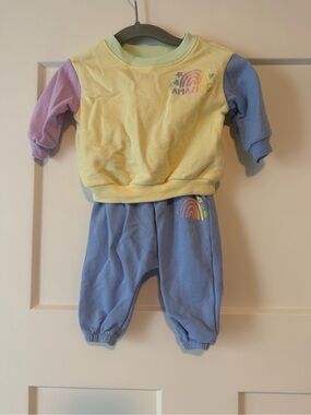 Garanimals Pastel Rainbow Sweatshirt & Joggers - Yellow, Lavender, Blue